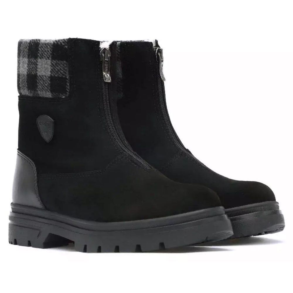 Pajar Heritage Patch Boot Black Leather Waterproof Ice Grip Sheepskin $450 5B 6B